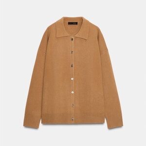 ZARA Oversized Wool Blend Sweater Jacket Button Front Sz Taupe Brown M-L $150